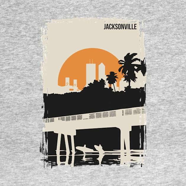 Jacksonville Vintage Minimal Florida Travel Poster by jornvanhezik